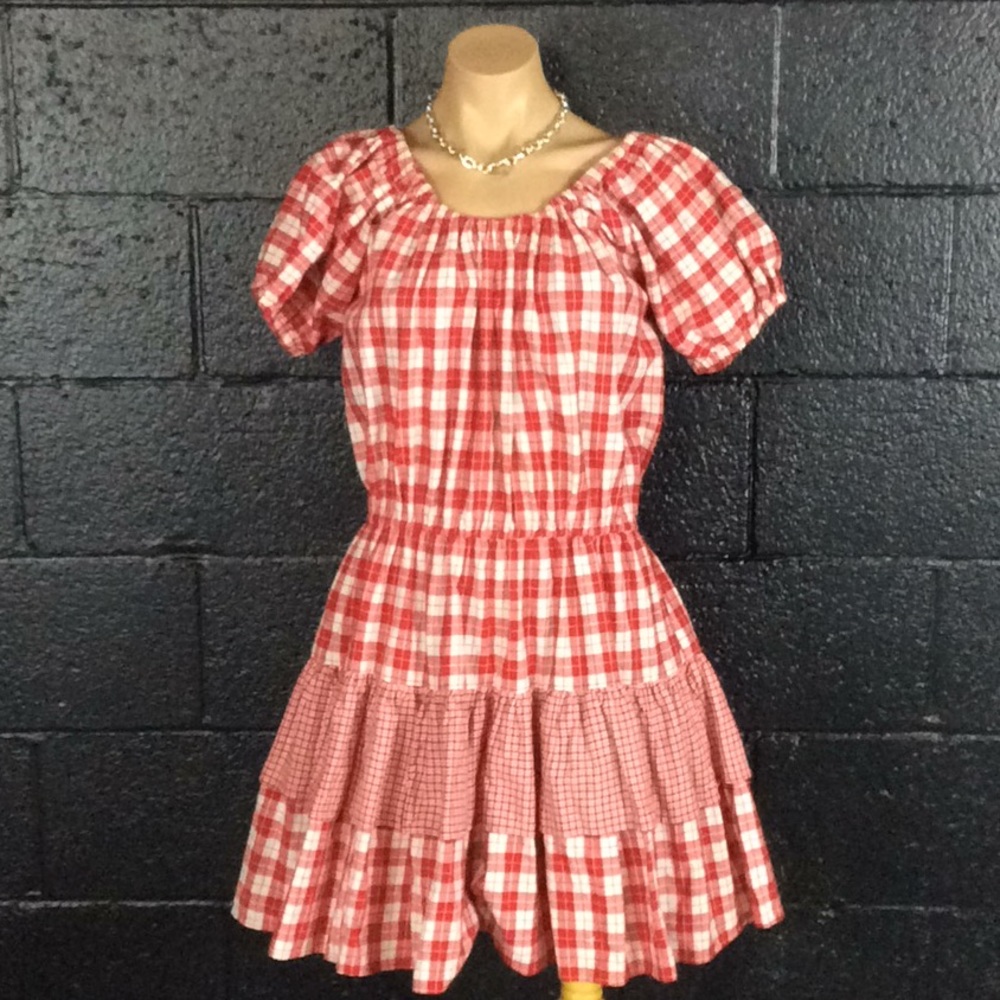 Contempo Casuals! Super Cute vintage Red Dress Gingham late 80's early 90's,Rare